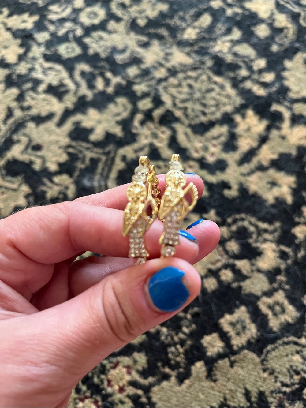 Gold DeathDrop Earrings with Crystal Details